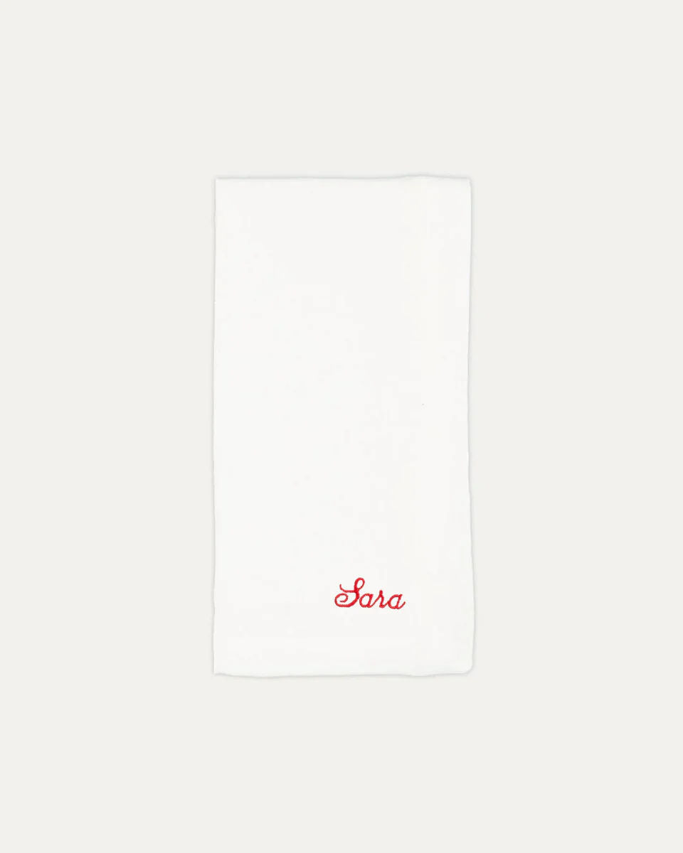 Personalised White Linen Napkin