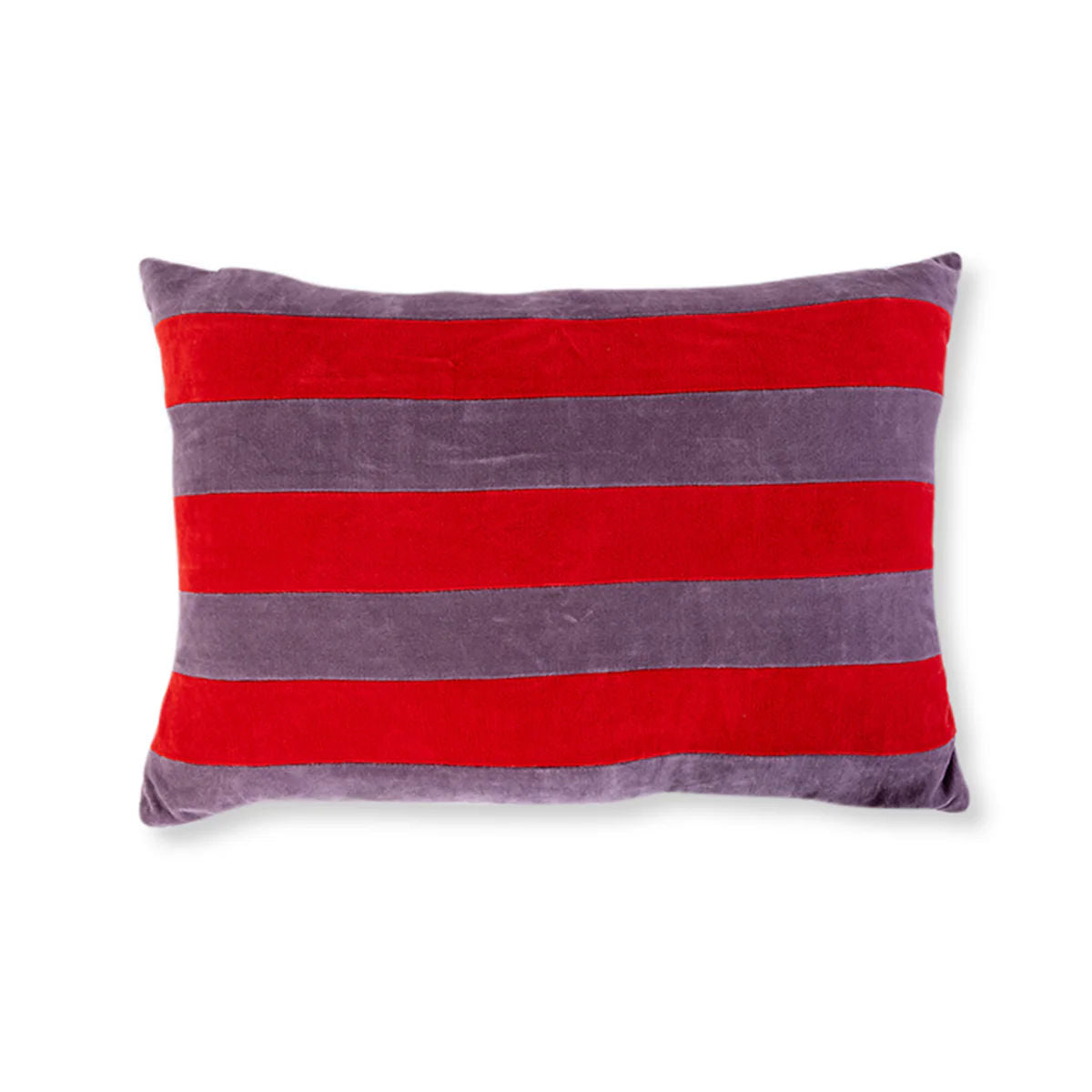 Striped Velvet Lumbar Pillow - Lilac + Cherry