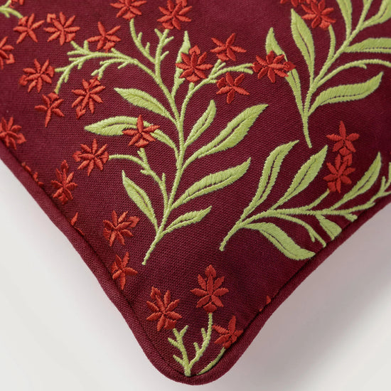 Double Sided Cushion Audrey Burgundy & Fern