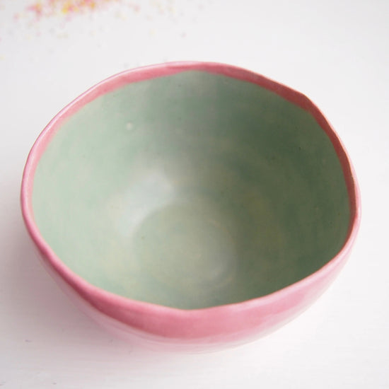 Handmade Pastel Pink and Turquoise Ice Cream Ring Bowls