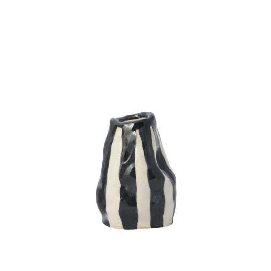 Jet Black Candy Stripe Candle Holder