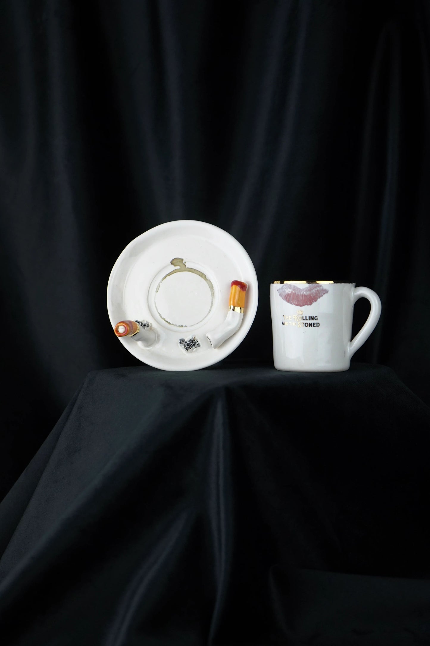 Lipstick Ciggy & Stain Espresso Cup & Saucer