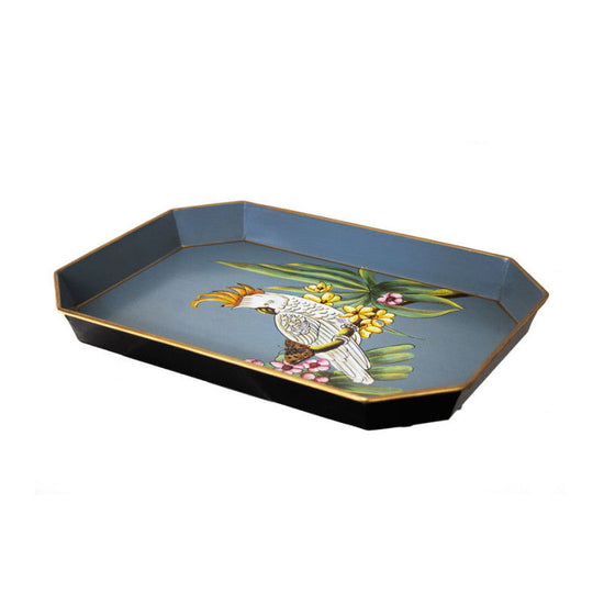 Fauna Hand-Painted Iron Tray - Parrot