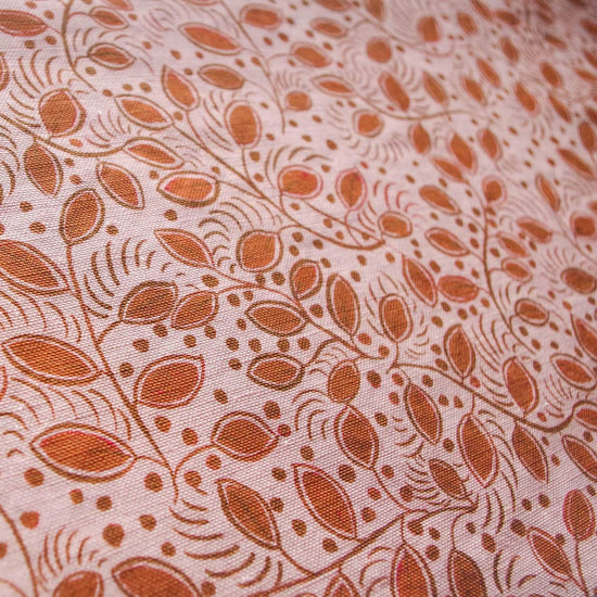 Printed Little Leaves Fabric - Rust