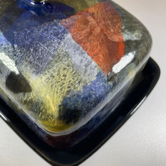 Butter Dish with Abstract Glaze Design