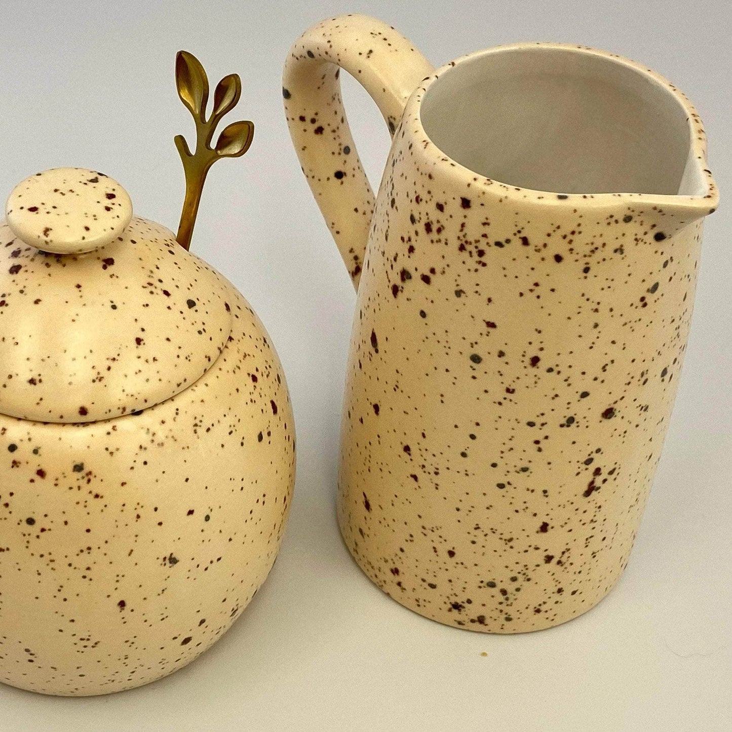 Butter Dish, Sugar Bowl and Milk Jug Set - Speckled Honey