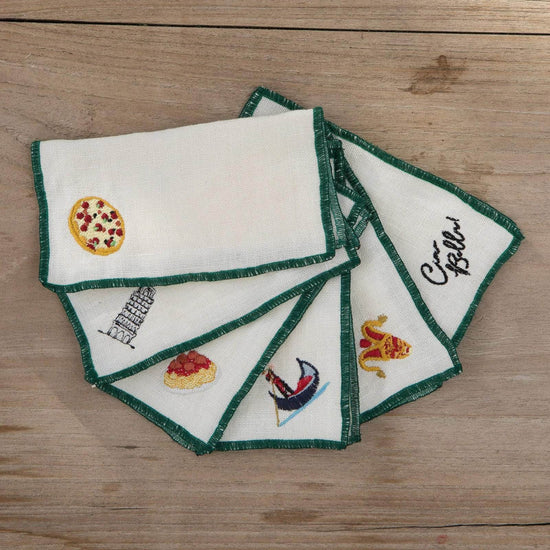 Italy Cocktail Linen Napkins - Set Of 6