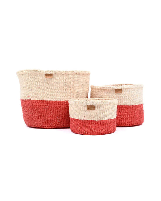 TANGU: Red Colour Block Woven Basket