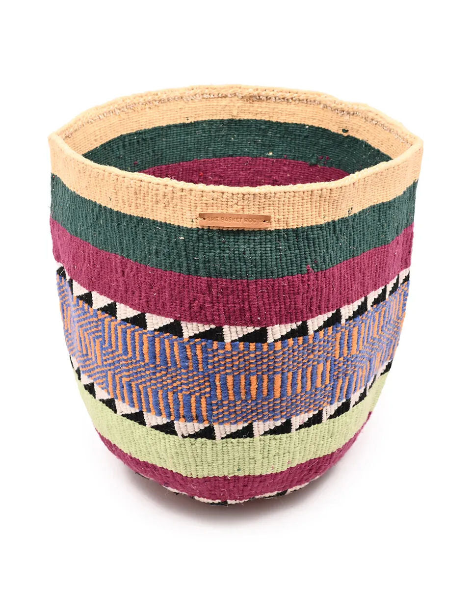 SHIKA: Extra Large Green, Purple, Blue, Mustard Wool Basket