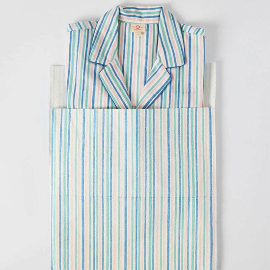 Women's Luxury Cotton Pyjamas Stripe Blue