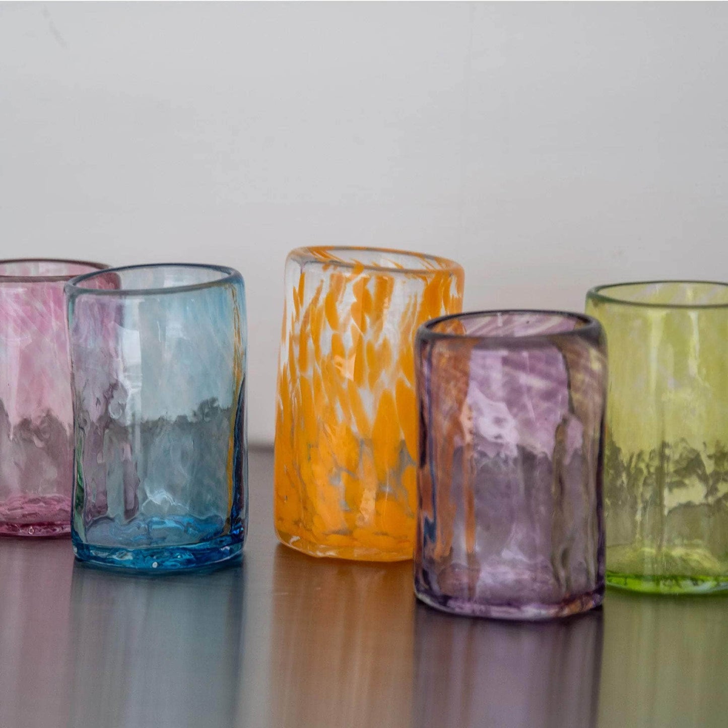 Rainbow Recycled Handblown Shot Glasses | Set of 6