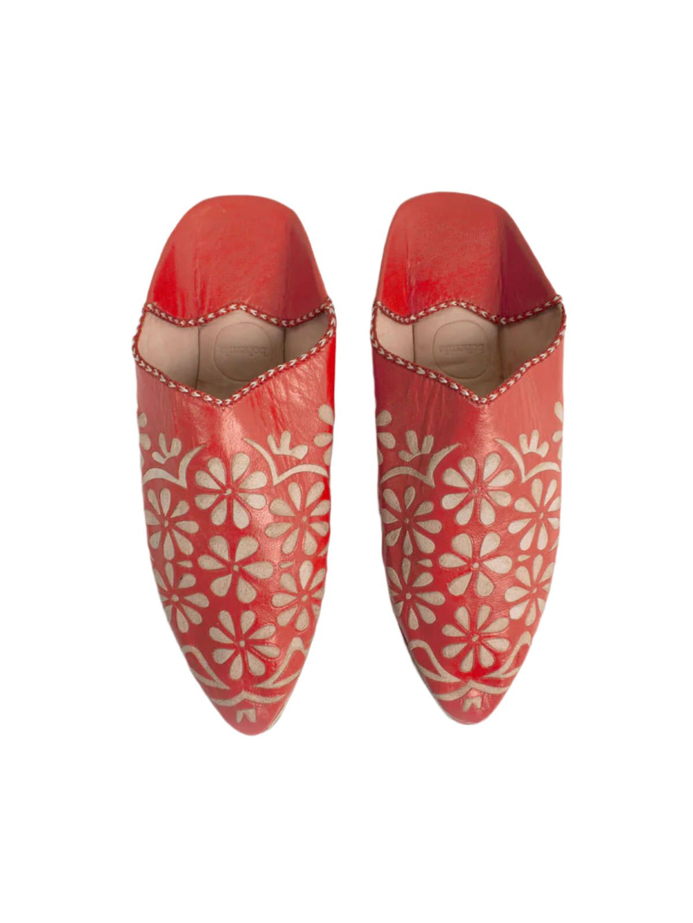 Moroccan Decorative Daisy Babouche Slippers, Orange