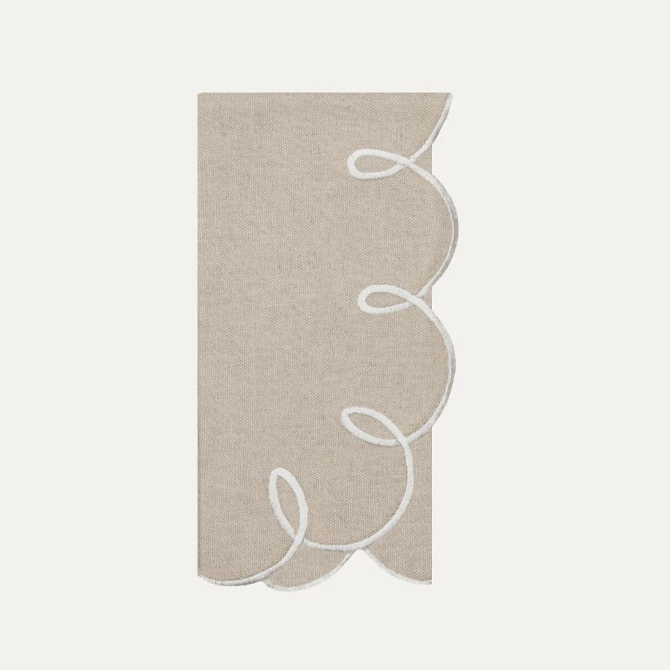 Lisbon Napkin, Beige with White