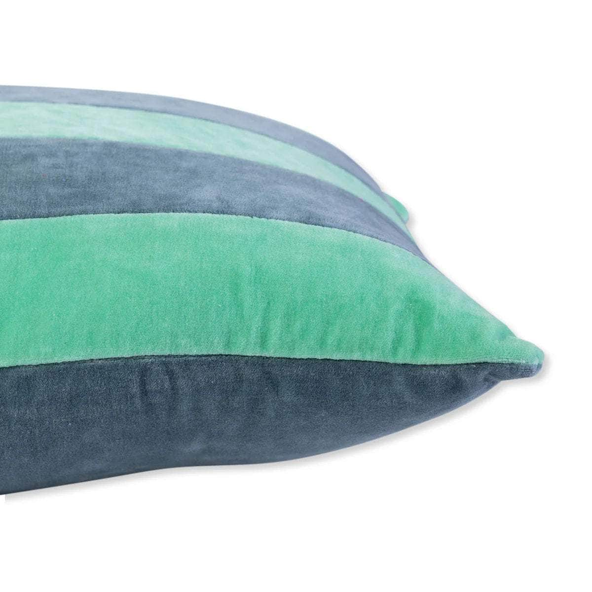 Striped Velvet Lumbar Pillow - Mint + Aqua