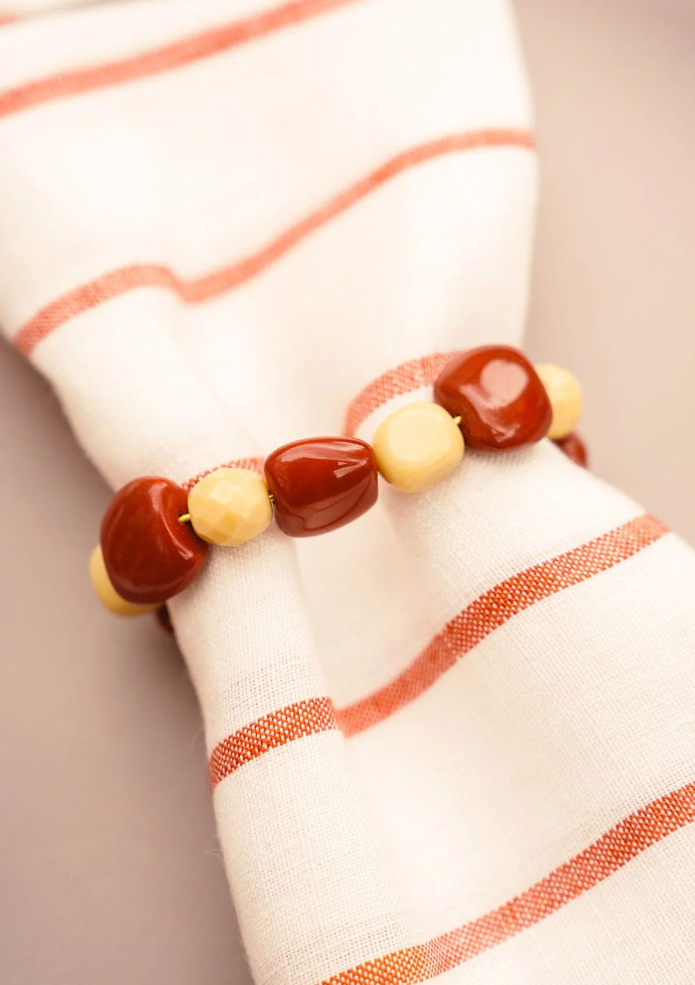 The Ocre & Ivory Beaded Napkin Rings (set of 4)