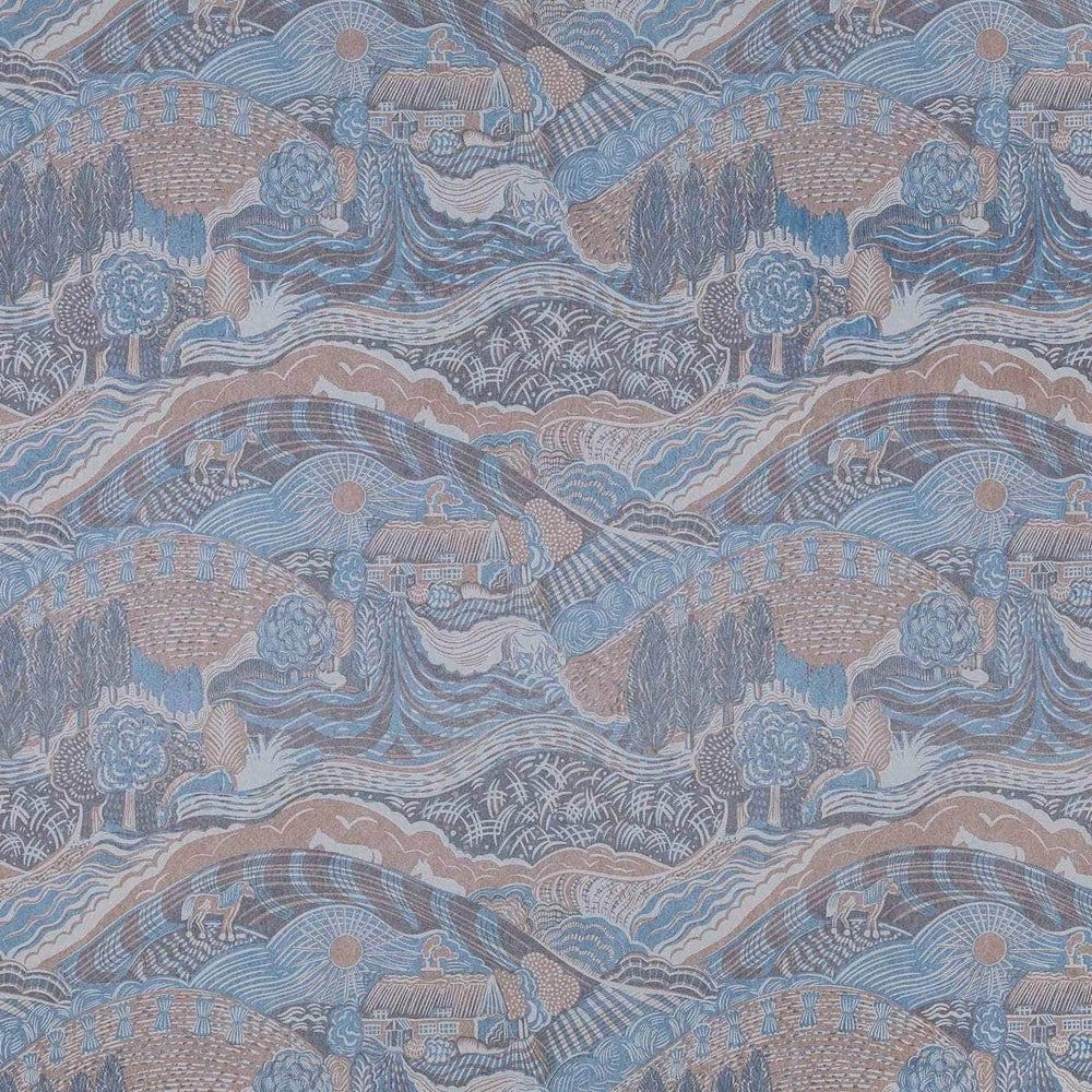 The Plough Wallpaper in Blue and Grey