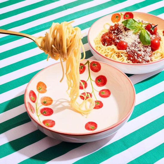 Hand-painted Tomato Pasta Bowls (Set of 2)