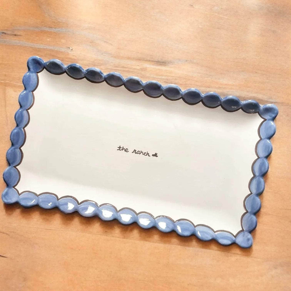 Hand-Painted "The ranch” Scalloped Tray