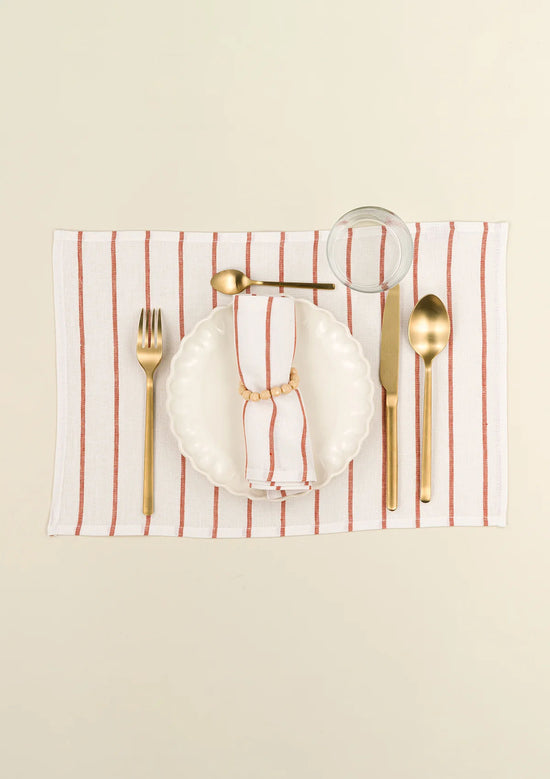 The Orange & White Stripes Linen Napkins (Set of 2)