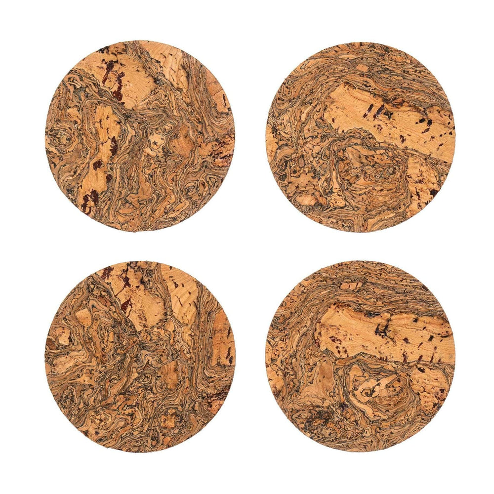 Round Natural Cork Coasters Set of 4 - Grey