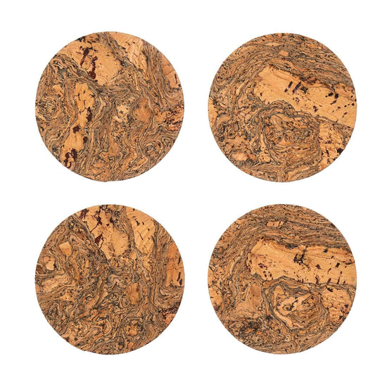 Round Natural Cork Coasters Set of 4 - Grey