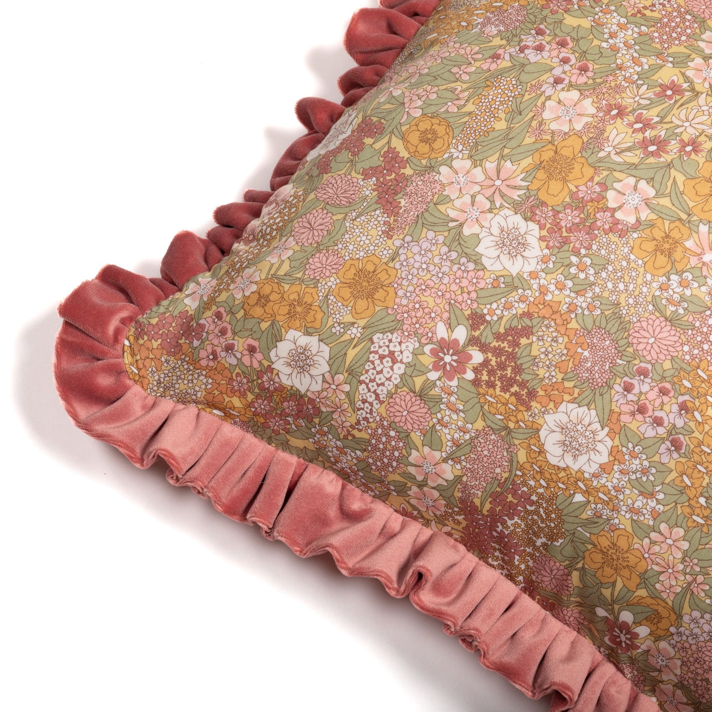 Velvet Ruffle Cushion in Liberty Fabric 'Ciara Soft'