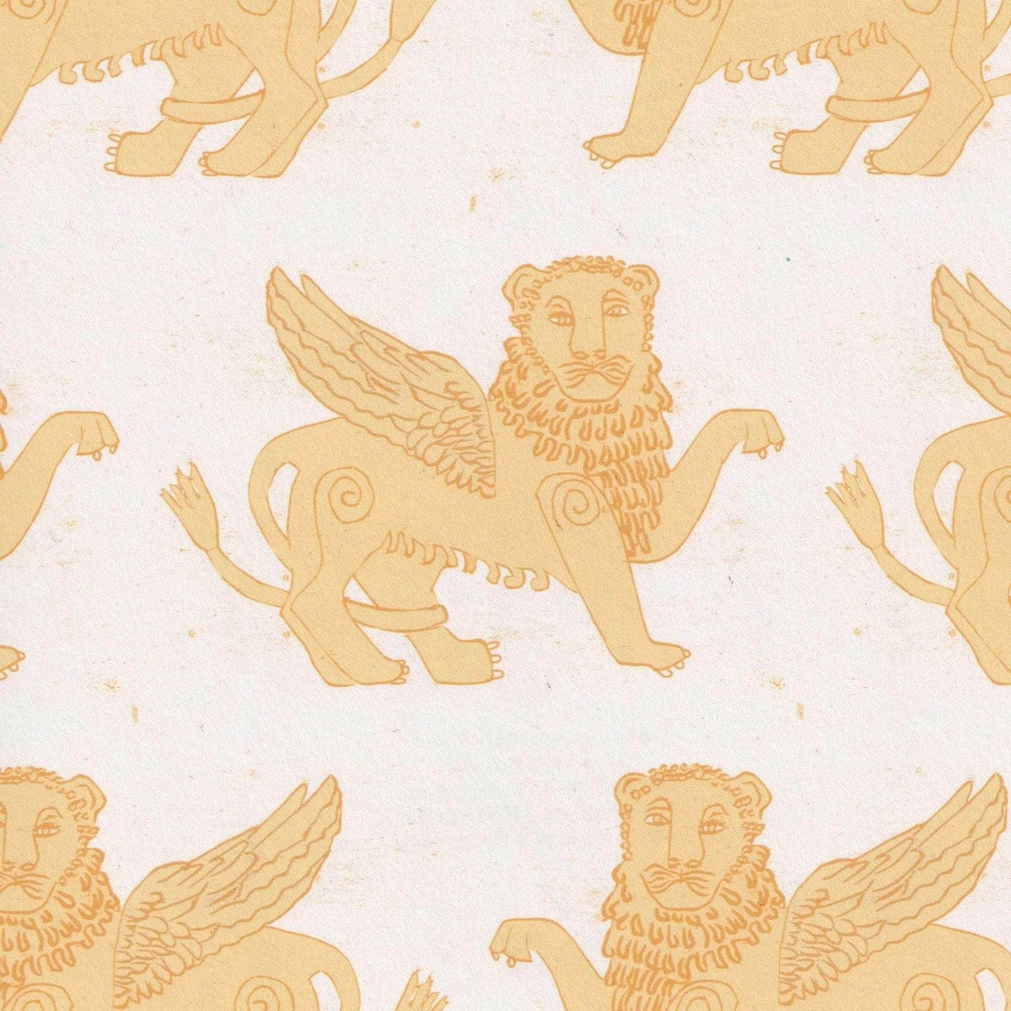 Winged Lion Wallpaper - Mustard