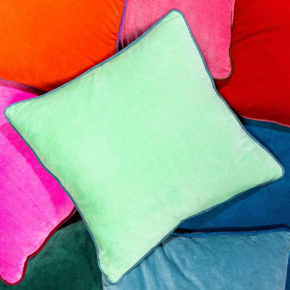 Charliss Velvet Pillow - Mint + Aqua