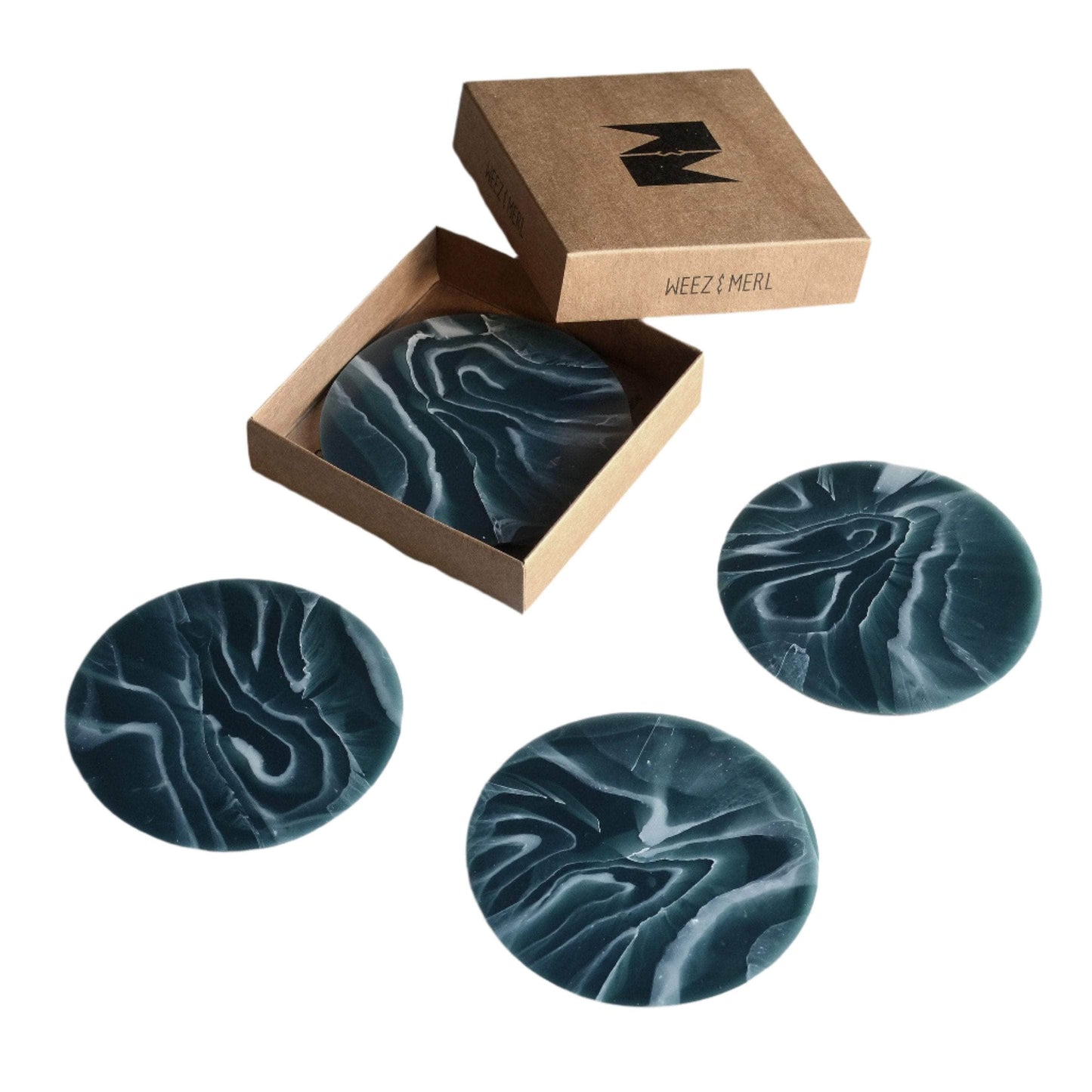 Recycled Plastic Set of 4 Gift-Boxed Coasters Ripple Ocean