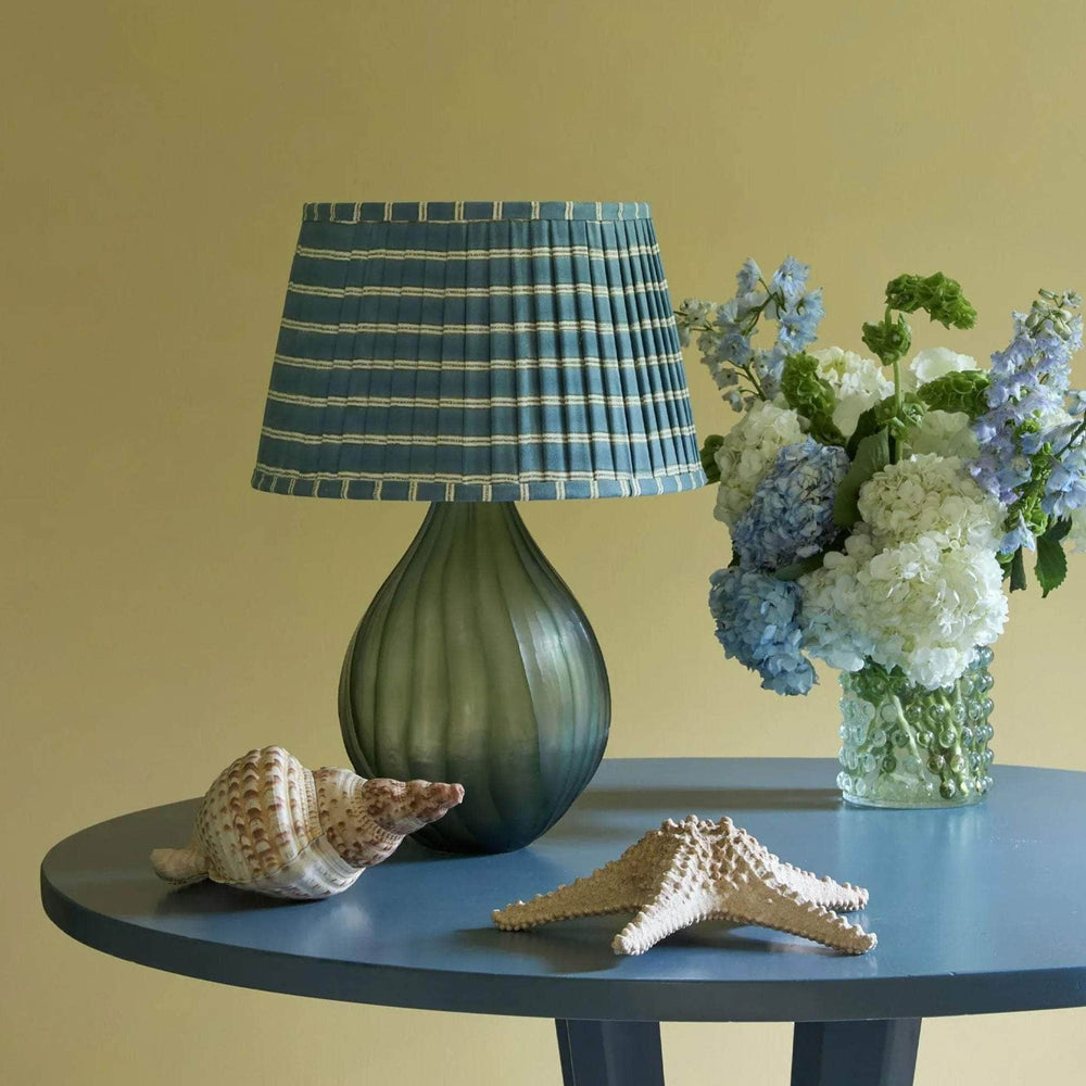 Edo Stripe Pleated Lampshade - Blue and Sage Green