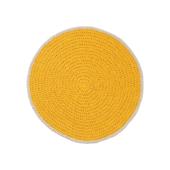 Crochet Round Placemat, Set of 4 - Mustard