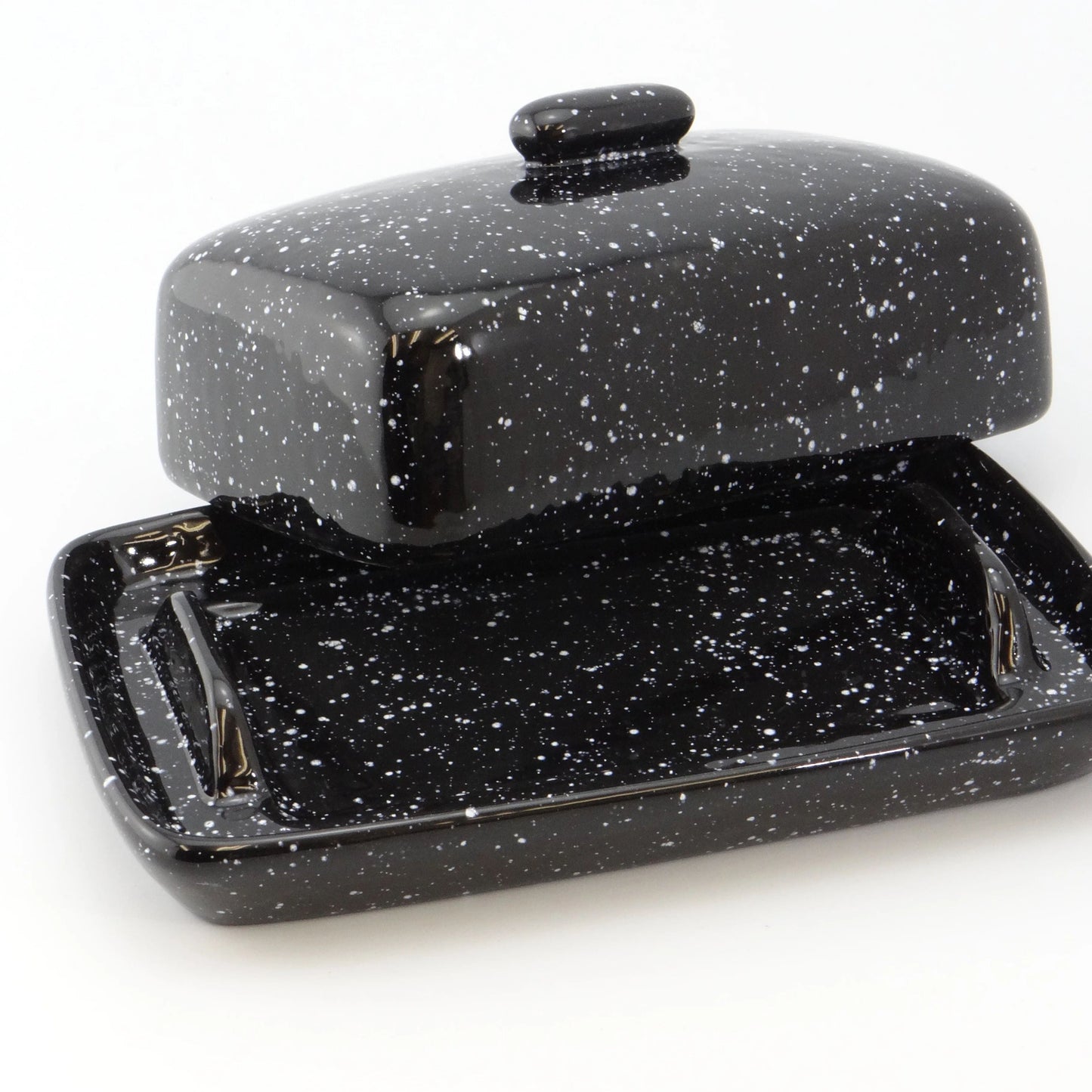 Butter Dish in Speckled Black