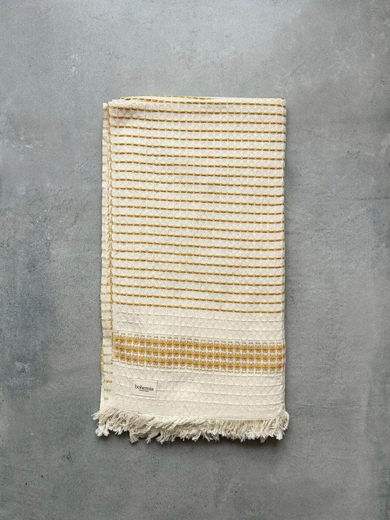 Milos Check Hammam Towel - Mustard