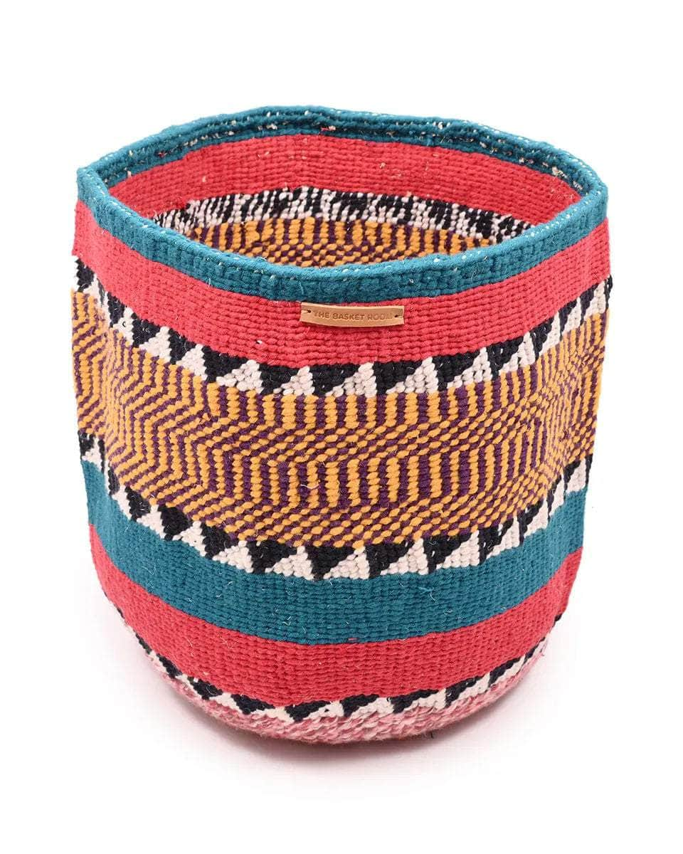 SAUTI: Extra Large Turquoise, Red, Purple, Yellow Wool Basket