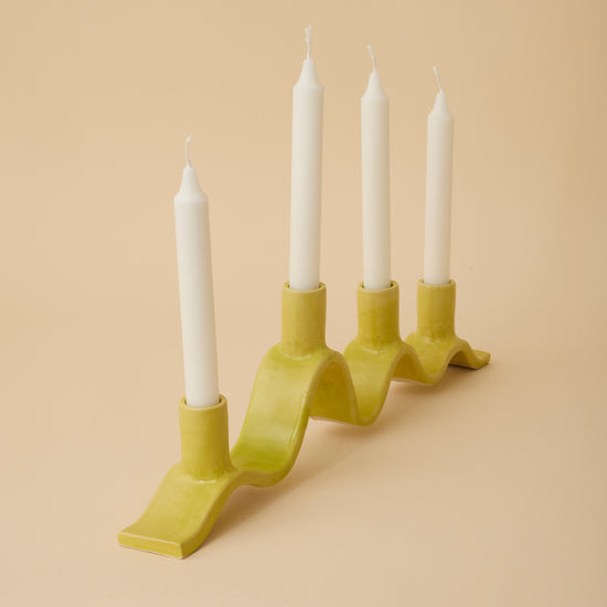 Large Wavy Candelabra - Chartreuse