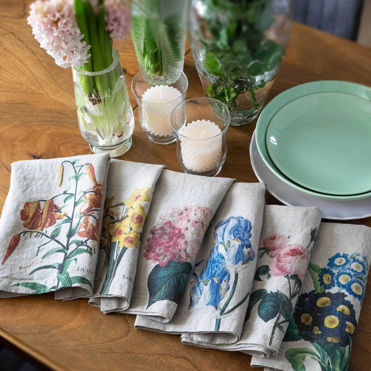 Linen Napkins GARDEN FLOWERS Set of 6