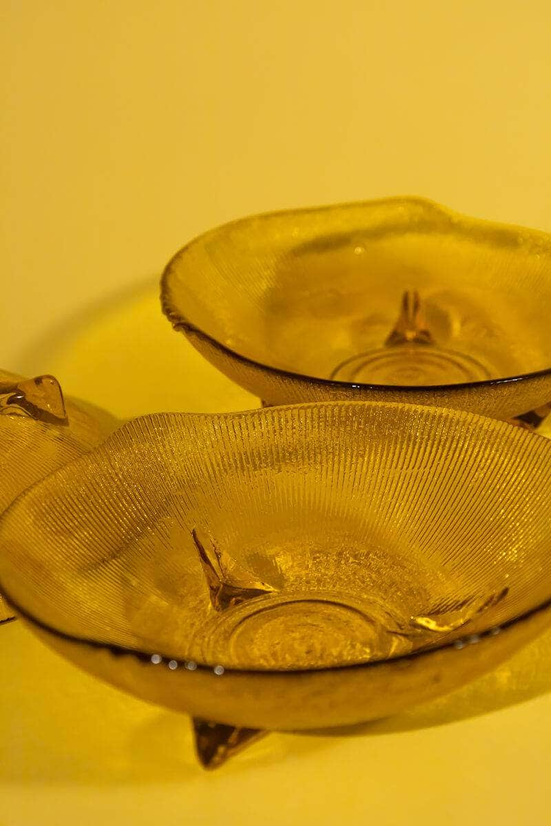 Vintage Amber Glass Bowls Set of Four