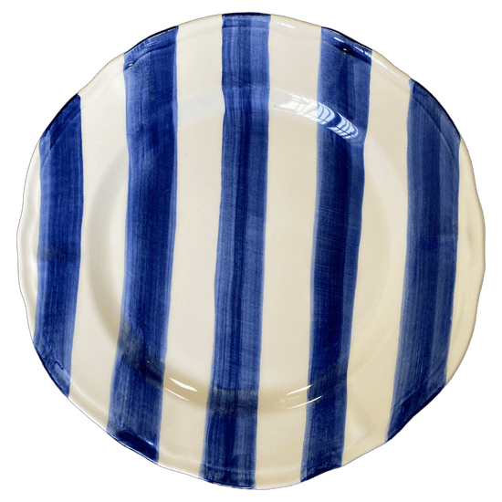 Set of Two Hand-Painted Ceramic Dinner Plates - Stripe Collection