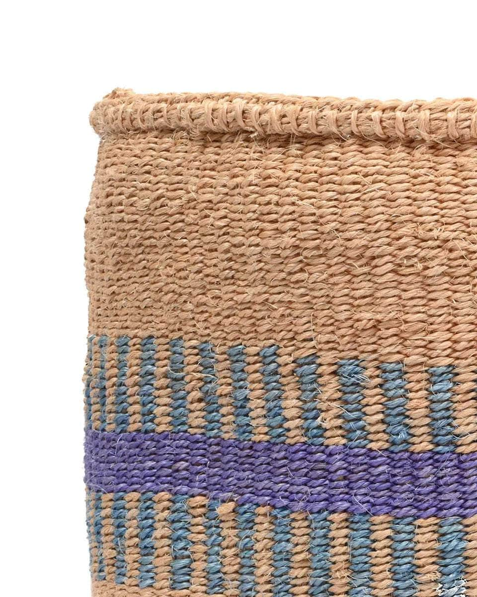 HUDUMA: Purple & Blue Stripe Woven Storage Basket