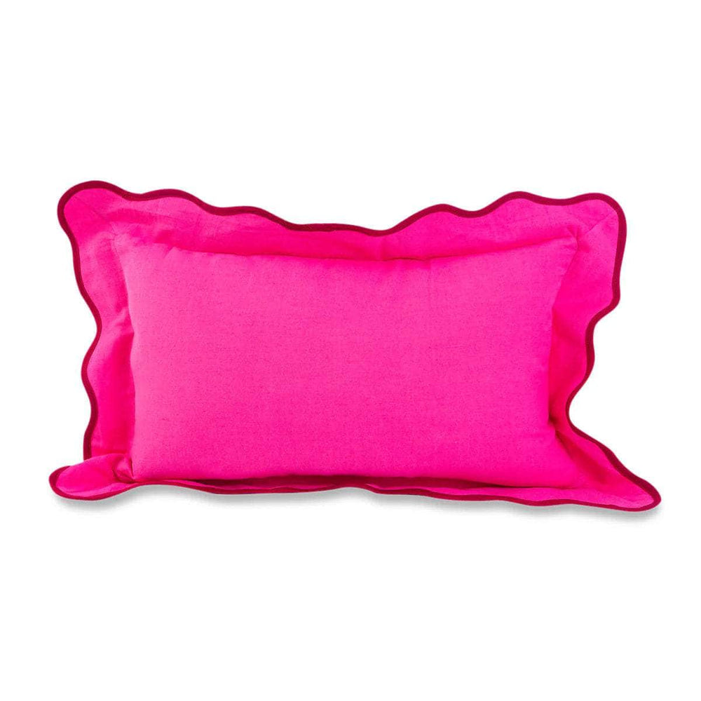 Darcy Linen Lumbar Pillow - Neon Pink + Wine