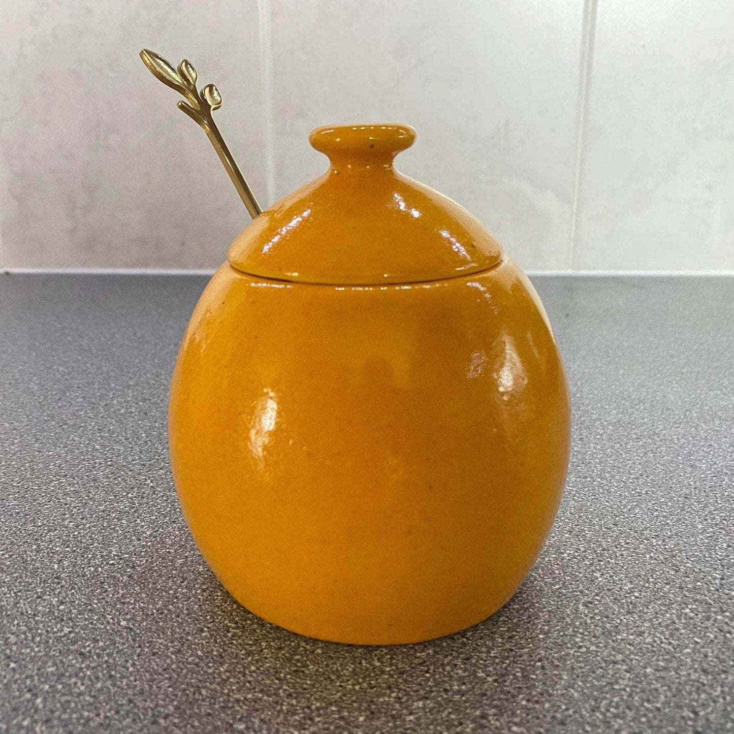 Butter Dish, Sugar Bowl and Milk Jug Set - Speckled Yellow