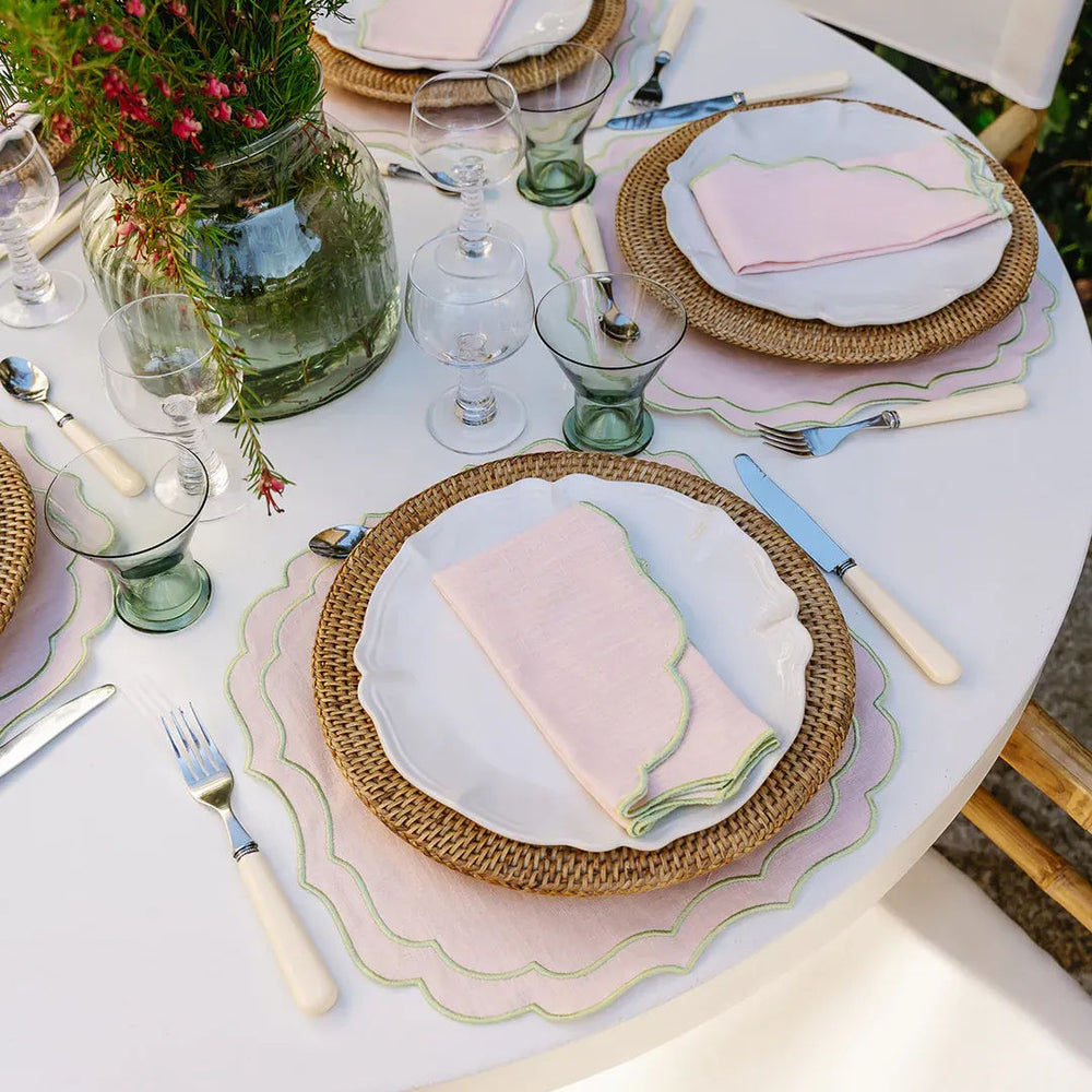 Belmonte Napkin, Baby Pink with Light Green