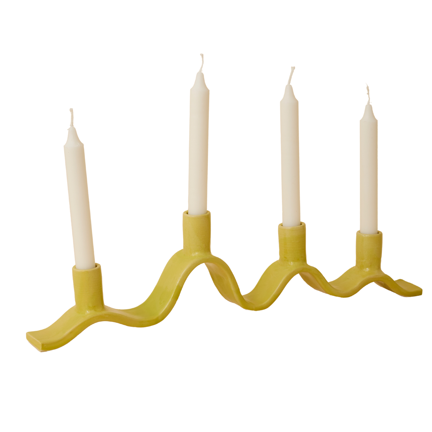 Large Wavy Candelabra - Chartreuse