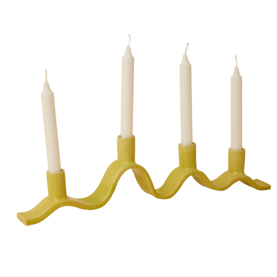 Large Wavy Candelabra - Chartreuse