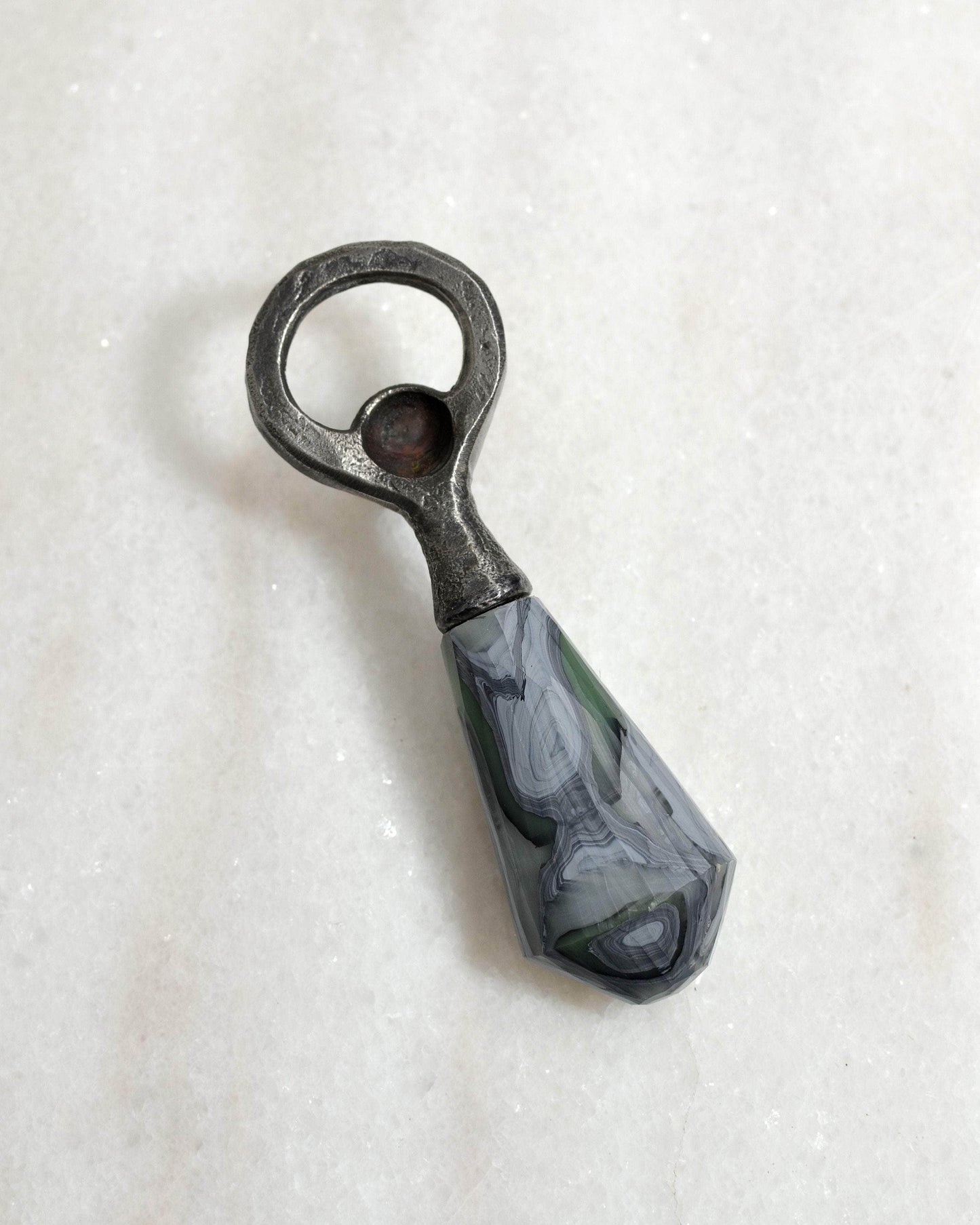 Recycled Plastic & Forged Steel Bottle Opener Stone Jade