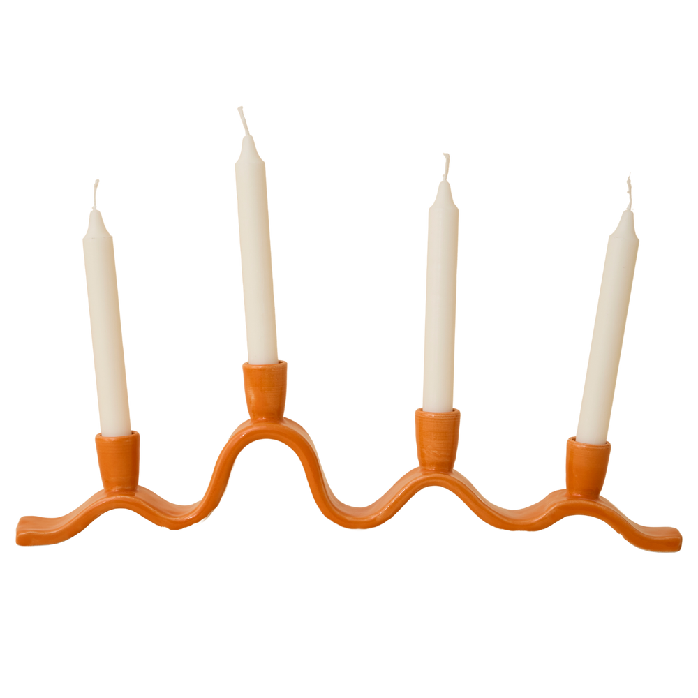 Large Wavy Candelabra - Orange