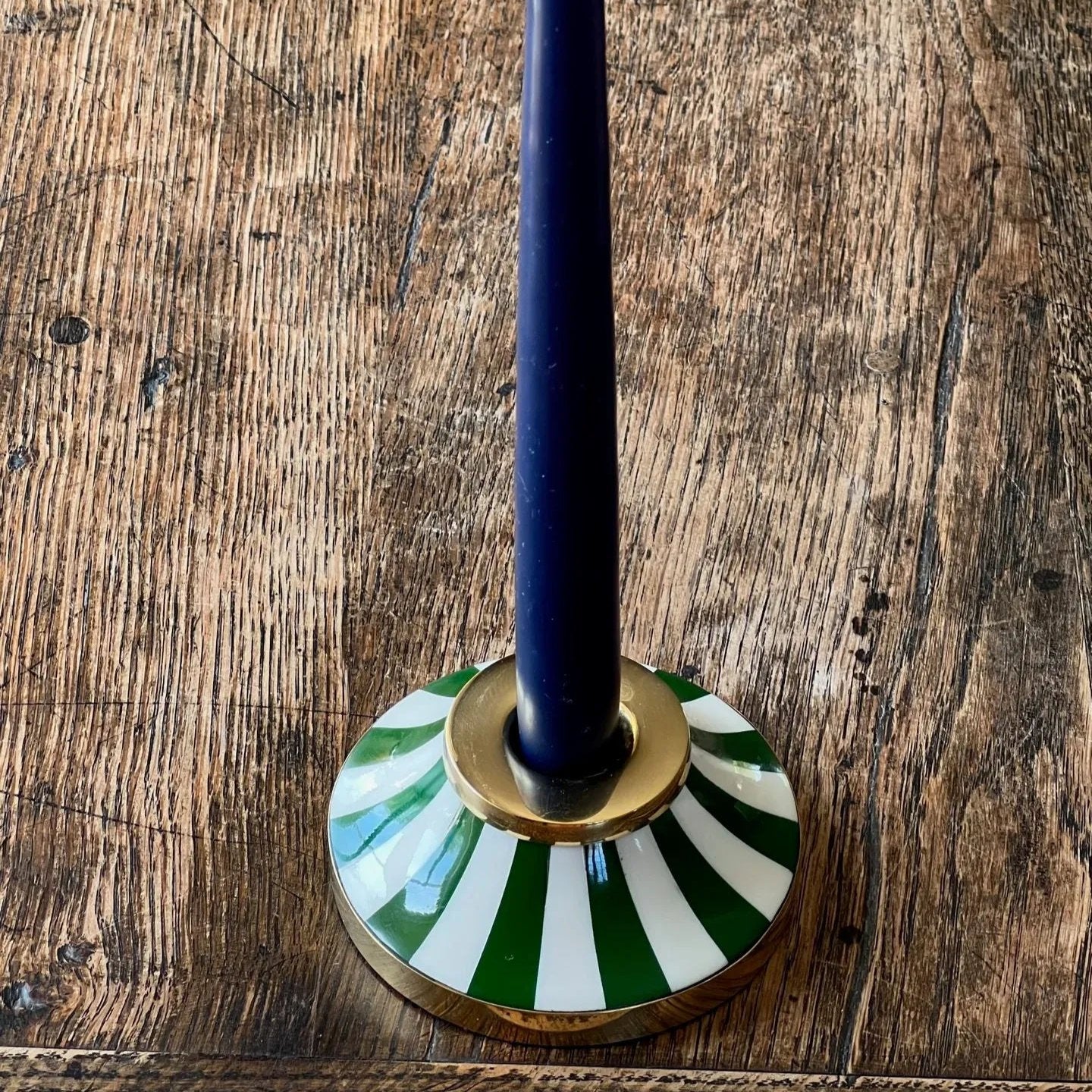 Circus Candleholder - Forest Green - Striped