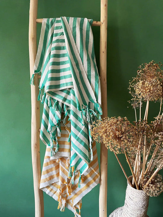 Brighton Stripe Hammam Towel - Green