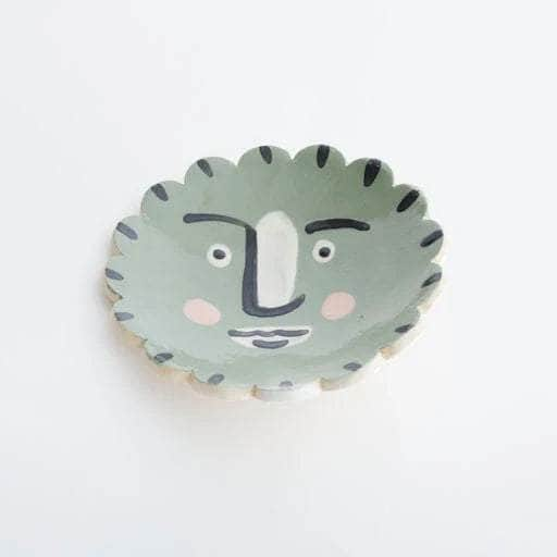 Isolation Face Scalloped Trinket Dish Green