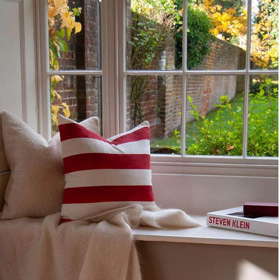 Riviera Striped Linen Cushion - Red